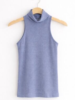 ree People Intimately Blue Turtleneck Tank XS/S Stretch Fitted Top NWT